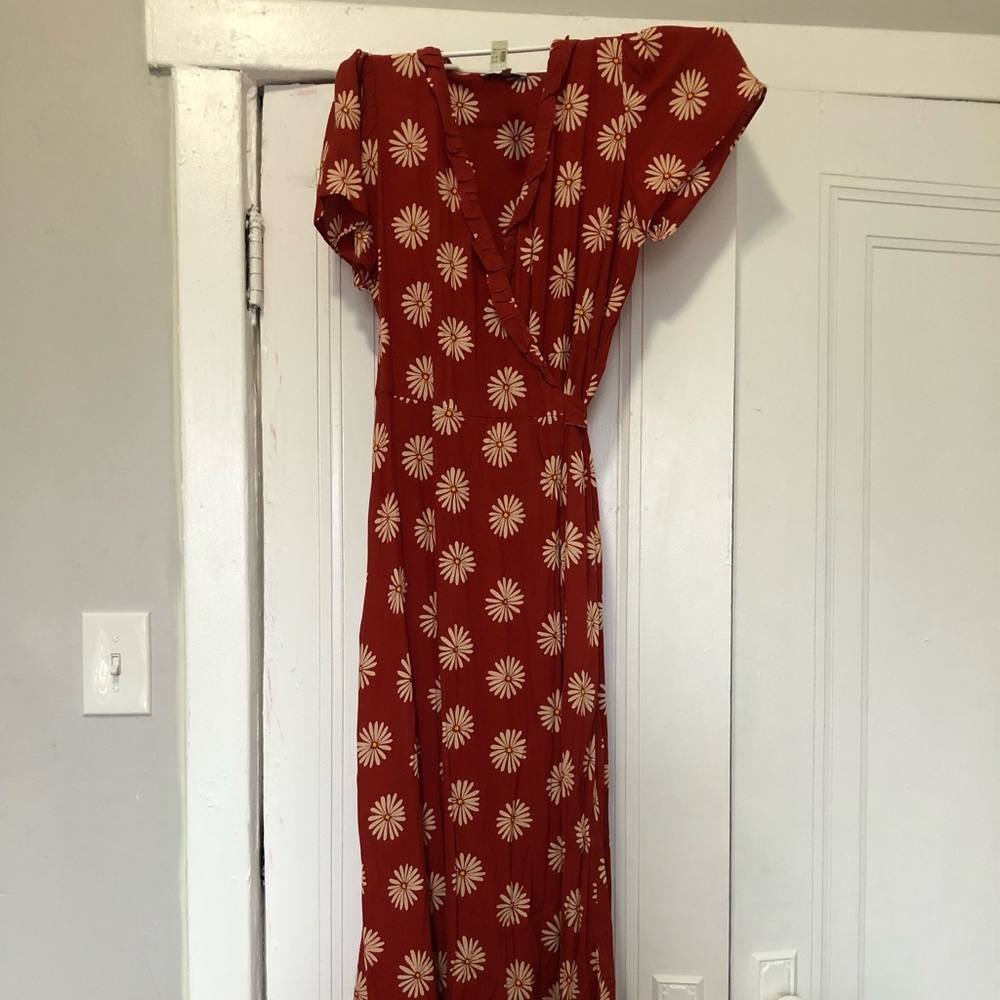 Madewell floral wrap midi dress